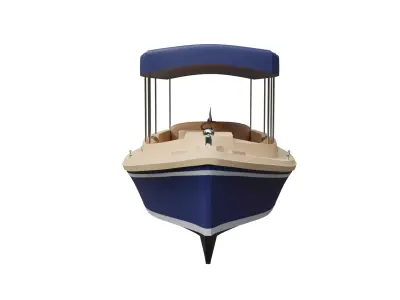 Classic Wooden Motorboat PBR 3D Model Low-poly 3D model