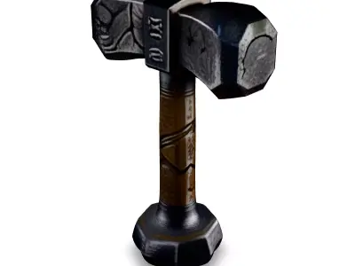 Realistic Viking War Hammer 3D Model Low-poly 3D model