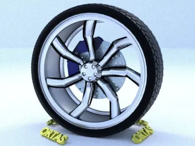 ORTAS CAR RIM 50 GAME READY RIM TIRE AND DISC 3D model