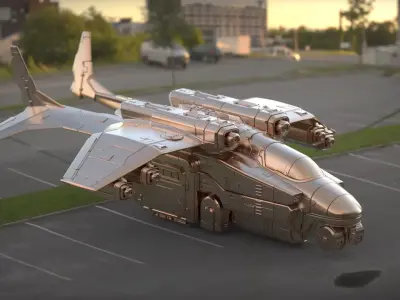 Dropship helicopter ship airship dirigible areoboat 3D print model