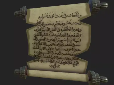 Manuscript 1 scroll with arabic writing Free low-poly 3D model