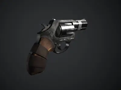 Revolver Low-poly 3D model 19