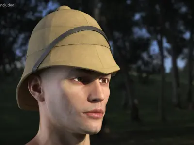 Old 1879 British Campaign Helmet Beige Diagonal Strap 3D model