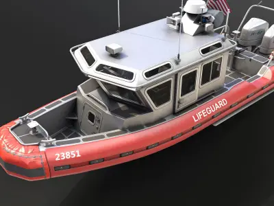 Coast Guard Rescue Boat Low-poly 3D model