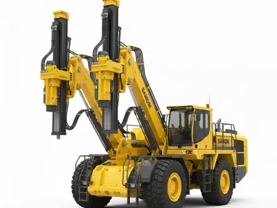 Industrial Mining Drill Low-poly 3D model