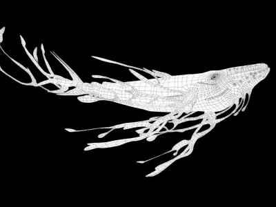 Space Whale Low-poly 3D model