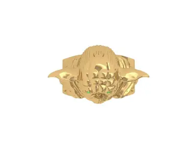 STAR WARS Sculpted Yoda Ring With Green Crystal Eyes 3D print model