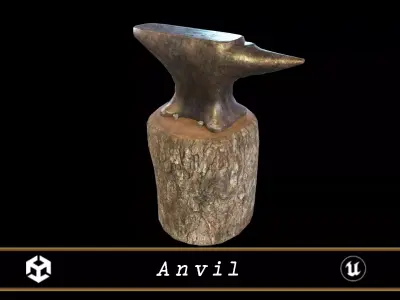 Old Medieval Anvil Low-poly 3D model