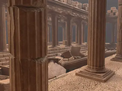 Ancient Columns Ruins Pack Low-poly 3D model