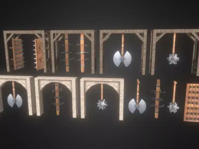 Dungeon traps Kit Low-poly 3D model