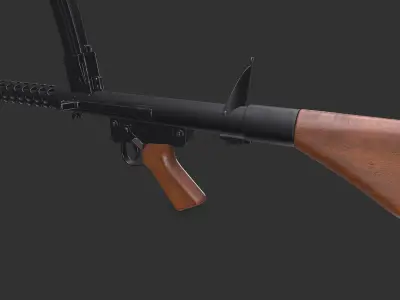 Lithgow F1 Submachine Gun SMG Low-poly PBR Low-poly 3D model