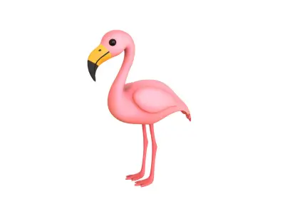 Cartoon Flamingo  Low-poly 3D model