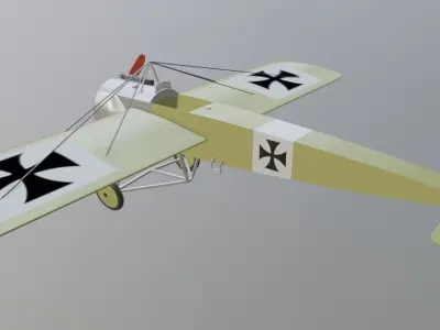 Lowpoly Fokker E III 1915 German WW1 Fighter Airplane Free 3D model