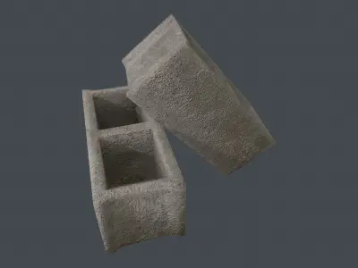 Concrete Block PBR Game Ready Low-poly 3D model