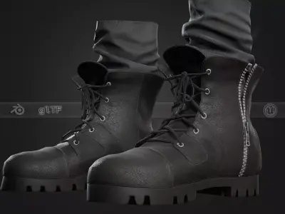 Black Half Boots  Low-poly 3D model