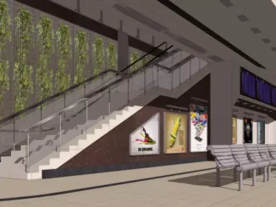  Interior Train Station Waiting Area 3D model