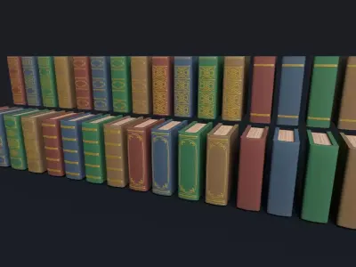 Low Poly Stylized Antique Books Low-poly 3D model