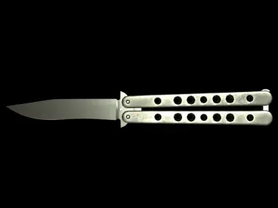 Balisong folding knife Low-poly 3D model