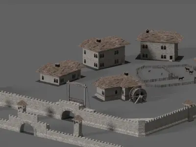 Game Ready Castle gate Low-poly 3D model