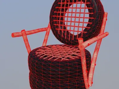 Tire Chair Low-poly 3D model