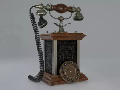 Low poly Old Antique Phone Low-poly 3D model