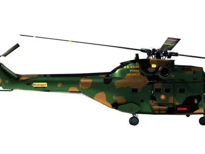 Helicopter puma  9 textures Low-poly 3D model