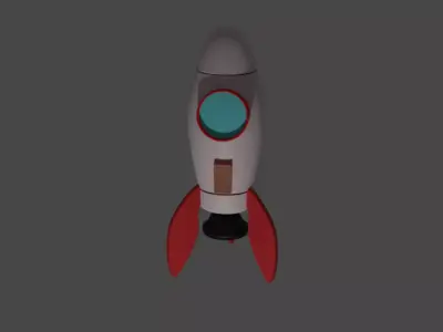 Cartoon Type Rocket Low-poly 3D model