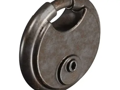 Rusty Steel Round Padlock 3D model