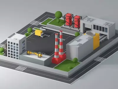 Autographic 3D Factory  Low-poly 3D model