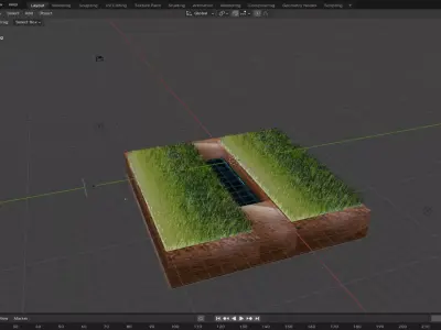 Water and grass movement 3D model