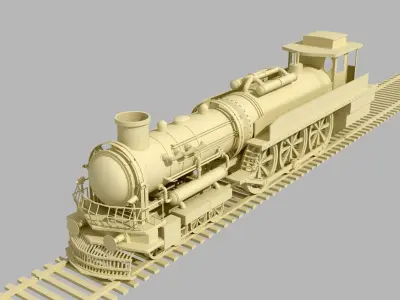 Simple Steam Locomotive Train-Untexture 3D model