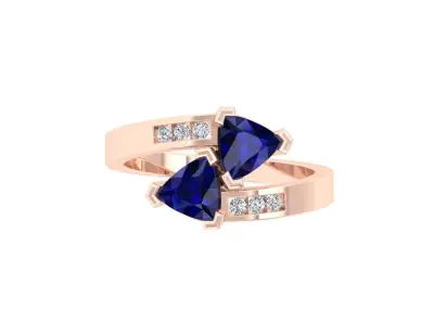 Solitair 2 Stone Ring 3D print model get
