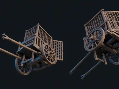 Medieval Prisoner Cart  2 Low-poly 3D model