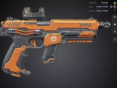 Orange Pistol 3D model