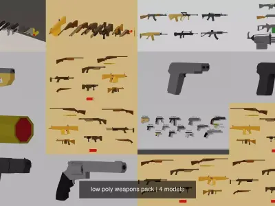 low poly weapons pack 3D Model Collection