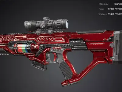 Red Sci Fi Rifle 3D model