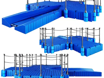 Pontoon plastic modular Low-poly 3D model
