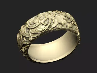 Pattern ring Luxury Queen expensive royal relief floral laser 3D print model