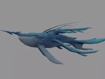 KiWhale fantasy Low Poly Low-poly 3D model
