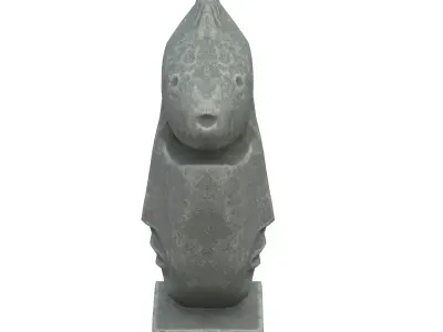 Fish face stone statues Low-poly 3D model