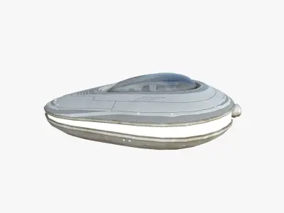 Alien Spaceship UFO C09 Full White - Sci Fi Spacecraft Design Low-poly 3D model