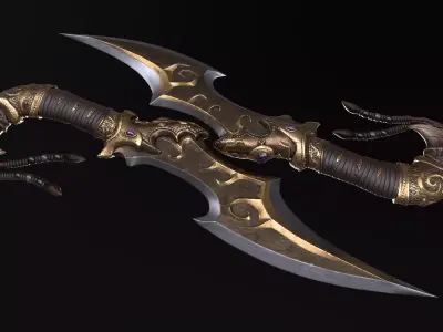 A knife set with gemstones 3D model