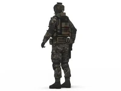 Elite Military Soldier 3D Model Realistic Rigged Character  Low-poly 3D model