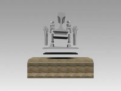 Rail fastening of KB-65 with a wooden bar 3D model
