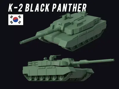 K2 Black panther MBT but its Low poly  3D model