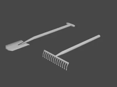 Set containing shovel and rakes Free 3D model