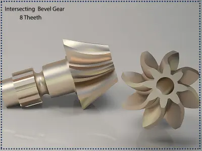 Original sizes  Helical  Bevel Gear 8 Theeth 3D print model 3D print model