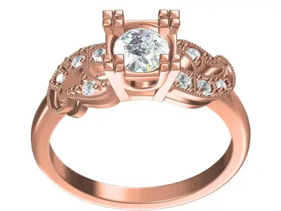 Antique Round Diamond Solitaire Vintage Ring 3D print model