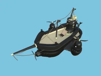 Cartoon Airship 02 - Black Pirate - Low Poly Ship Low-poly 3D model