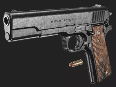 Kongsberg M1914 1912 Pistol  Low-poly 3D model